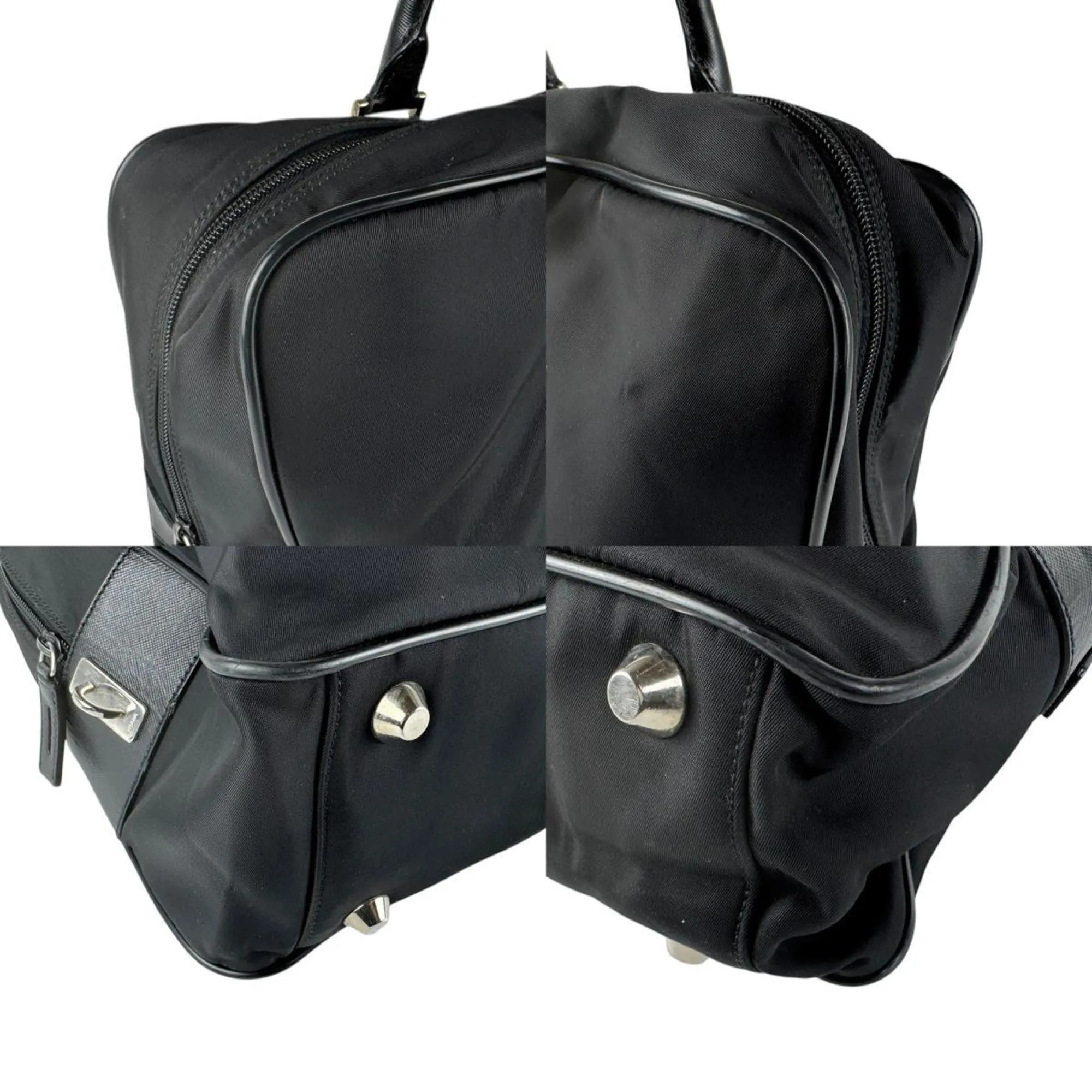 Prada Nylon Leather Handbag (Pre-Owned)