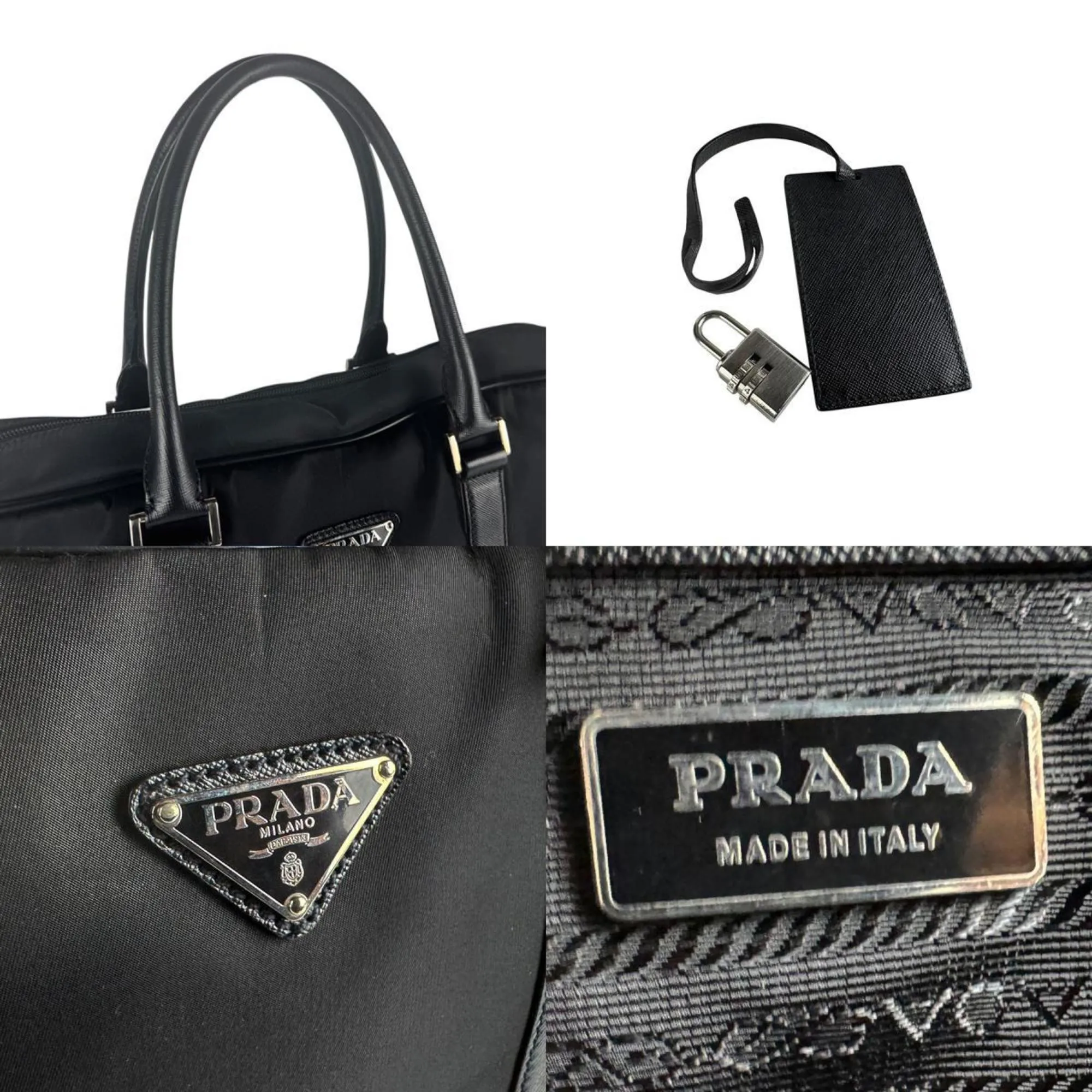Prada Nylon Leather Handbag (Pre-Owned)