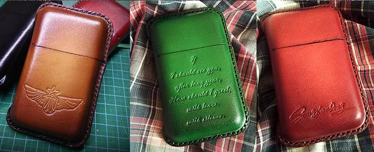 Red Leather Mens Cigarette Holder Case Vintage Custom Cigarette Case for Men