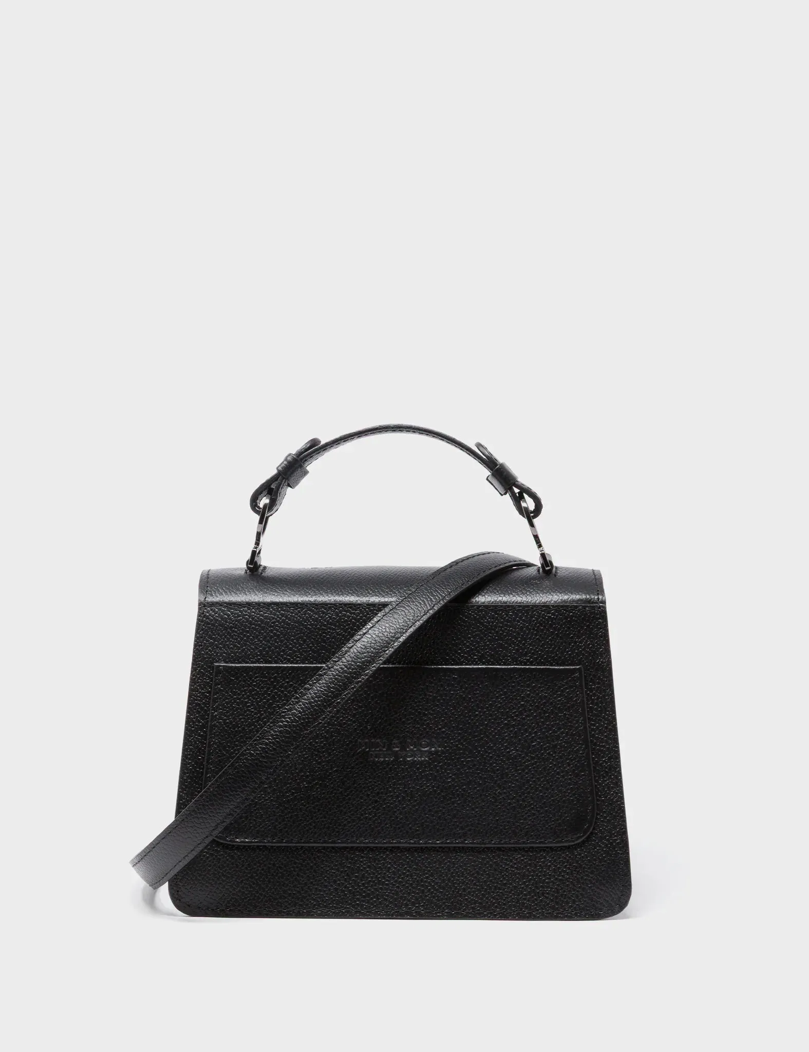 Silas Black Small Leather Crossbody Bag - All Over Eyes Embroidery