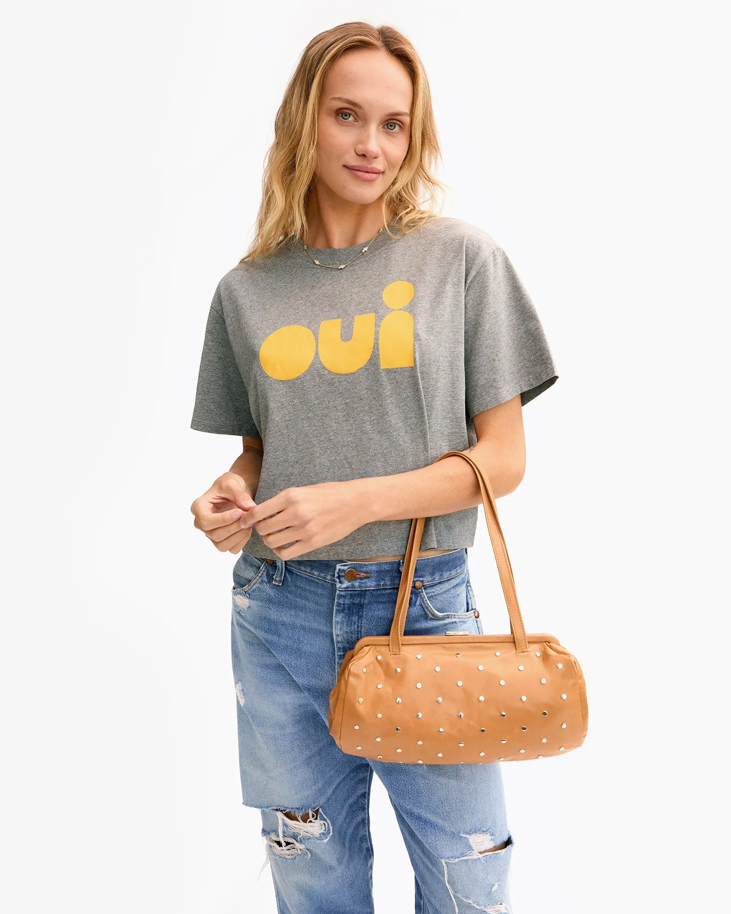 Yvette Handbags - Shoulder - Yvette Biscuit W/ Studs
